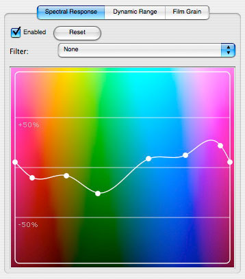 screen shot of spectral response user interface